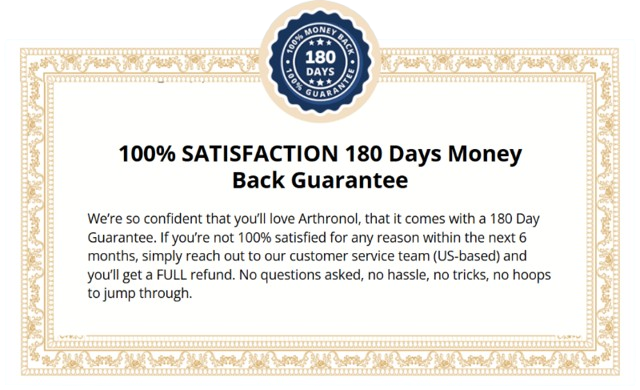 Arthronol Money Back Guarantee